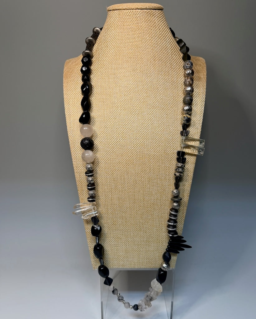 MULTI STONE DOUBLE WRAP STATEMENT NECKLACE LCN2030