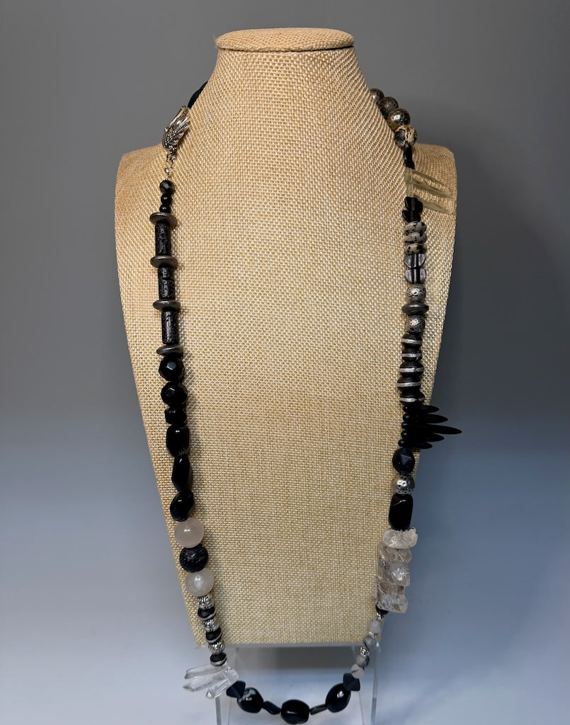 MULTI STONE DOUBLE WRAP STATEMENT NECKLACE LCN2030