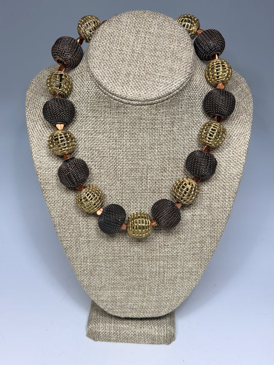 COPPER AND BRASS STATEMENT NECKLACE LCN2060