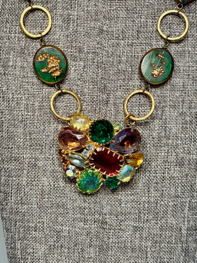 CONVERTIBLE VINTAGE BROOCH STATEMENT NECKLACE LCN2064