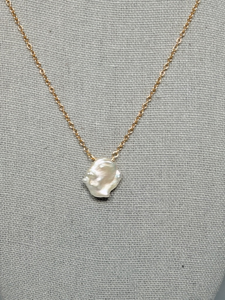 GOLD FILLED STERLING SILVER NECKLACE WITH FRESH WATER PEARL LCN3007