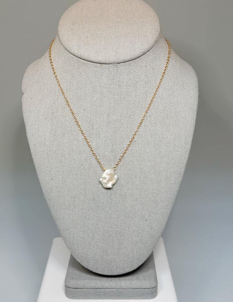 GOLD FILLED STERLING SILVER NECKLACE WITH FRESH WATER PEARL LCN3007