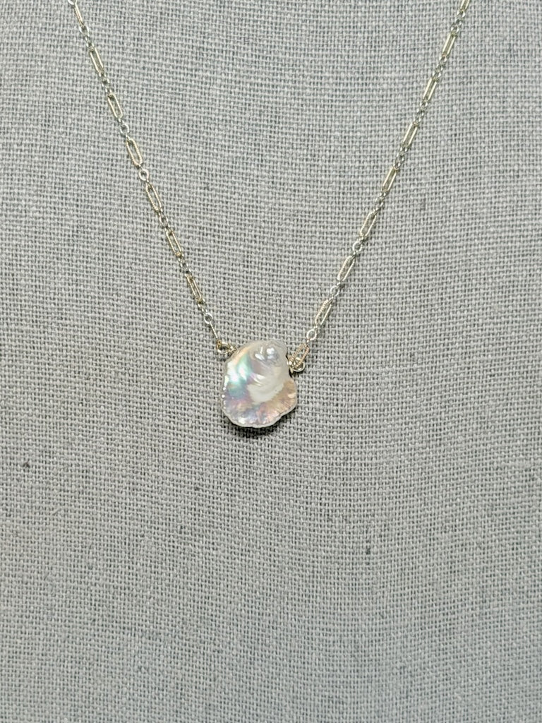 FRESHWATER PEARL NECKLACE WITH TWO-TONE STERLING SILVER AND GOLD-FILLED STERLING SILVER LCN3013