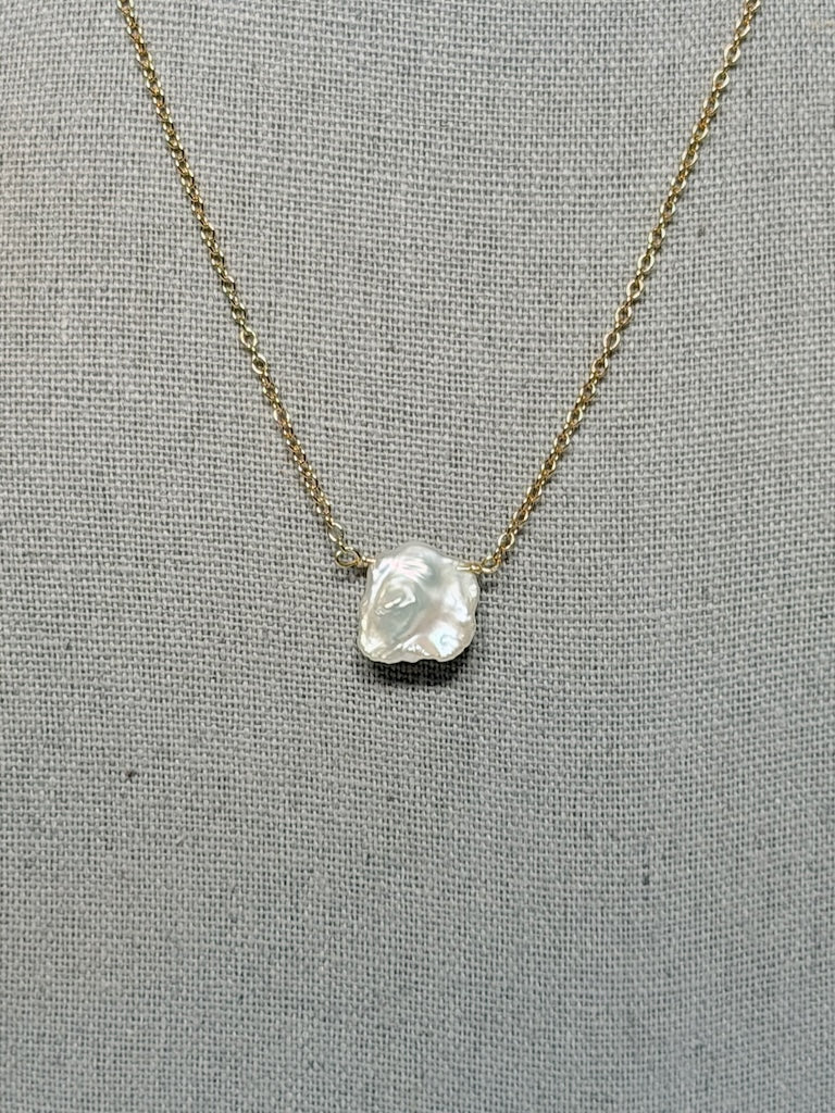 GOLD FILLED STERLING SILVER NECKLACE WITH FRESHWATER PEARL LCN3015