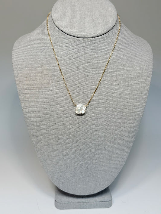 GOLD FILLED STERLING SILVER NECKLACE WITH FRESHWATER PEARL LCN3015