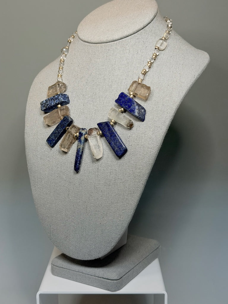 QUARTZ AND LAPIS STATEMENT NECKLACE LCN3022