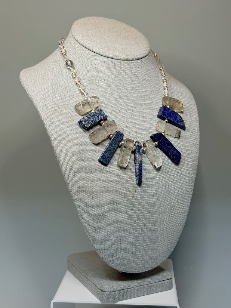 QUARTZ AND LAPIS STATEMENT NECKLACE LCN3022