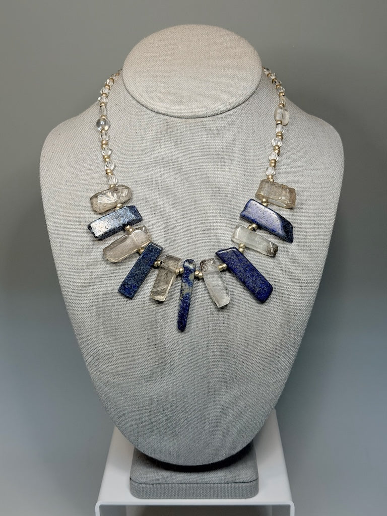 QUARTZ AND LAPIS STATEMENT NECKLACE LCN3022
