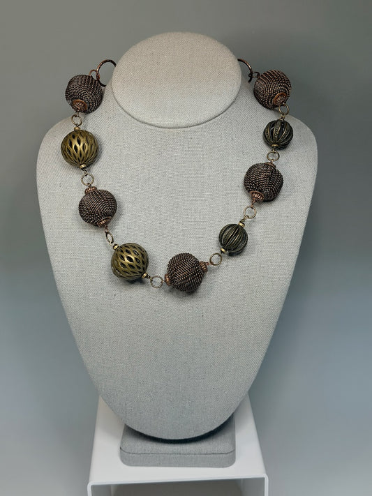 BRASS AND COPPER STATEMENT NECKLACE LCN3023