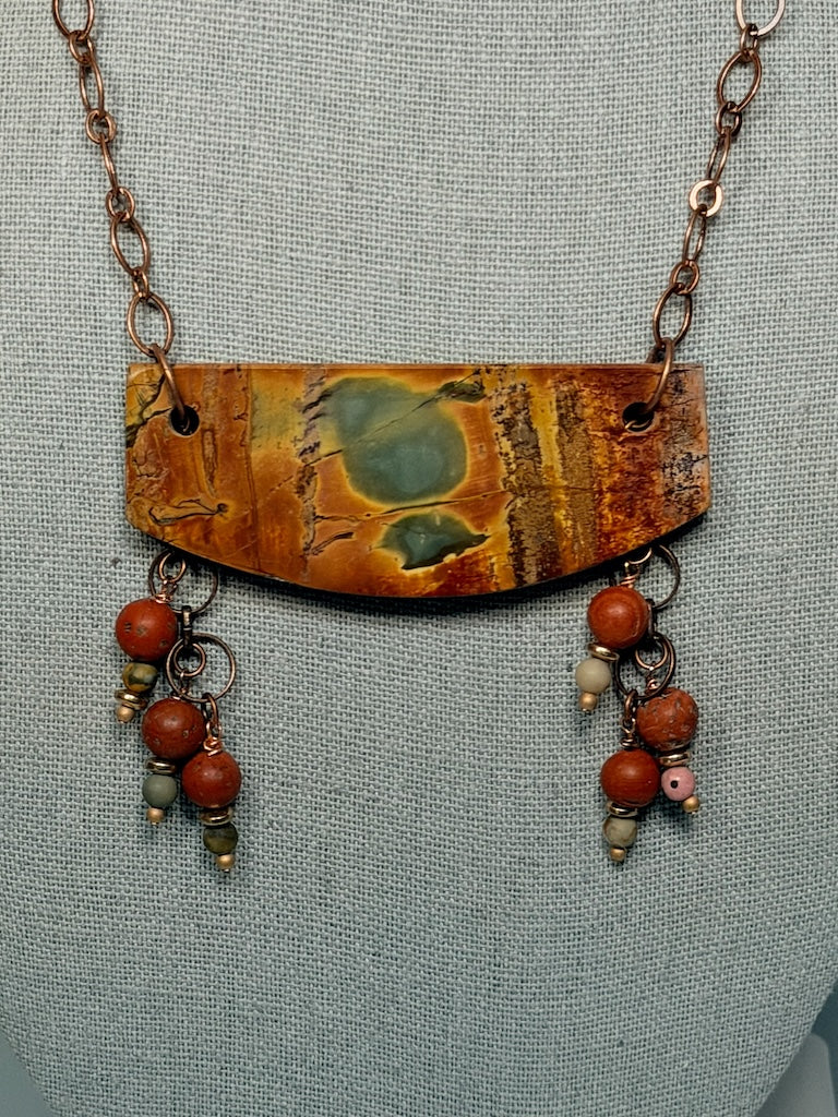 RED CREEK JASPER AND COPPER STATEMENT NECKLACE LCN3024