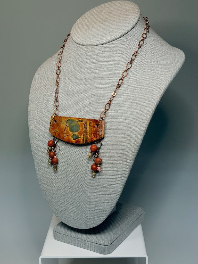 RED CREEK JASPER AND COPPER STATEMENT NECKLACE LCN3024