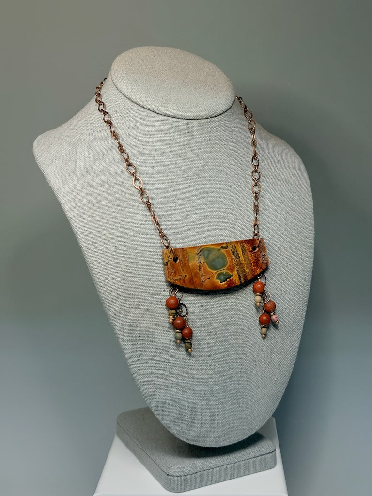 RED CREEK JASPER AND COPPER STATEMENT NECKLACE LCN3024