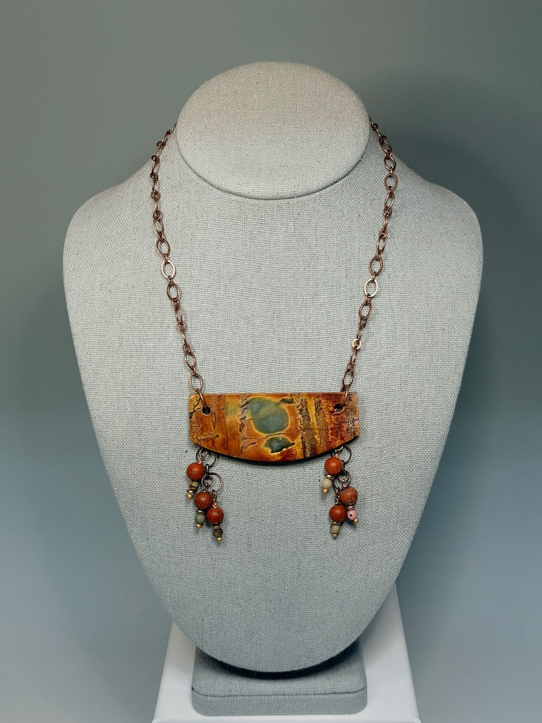 RED CREEK JASPER AND COPPER STATEMENT NECKLACE LCN3024