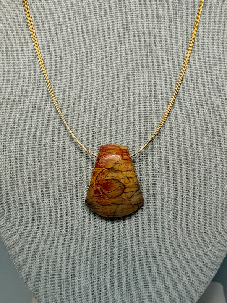 RED CREEK JASPER PENDANT ON STAINLESS AND COPPER NECK WIRE LCN3025