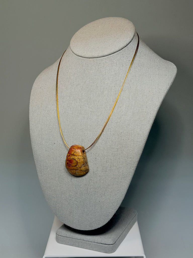 RED CREEK JASPER PENDANT ON STAINLESS AND COPPER NECK WIRE LCN3025