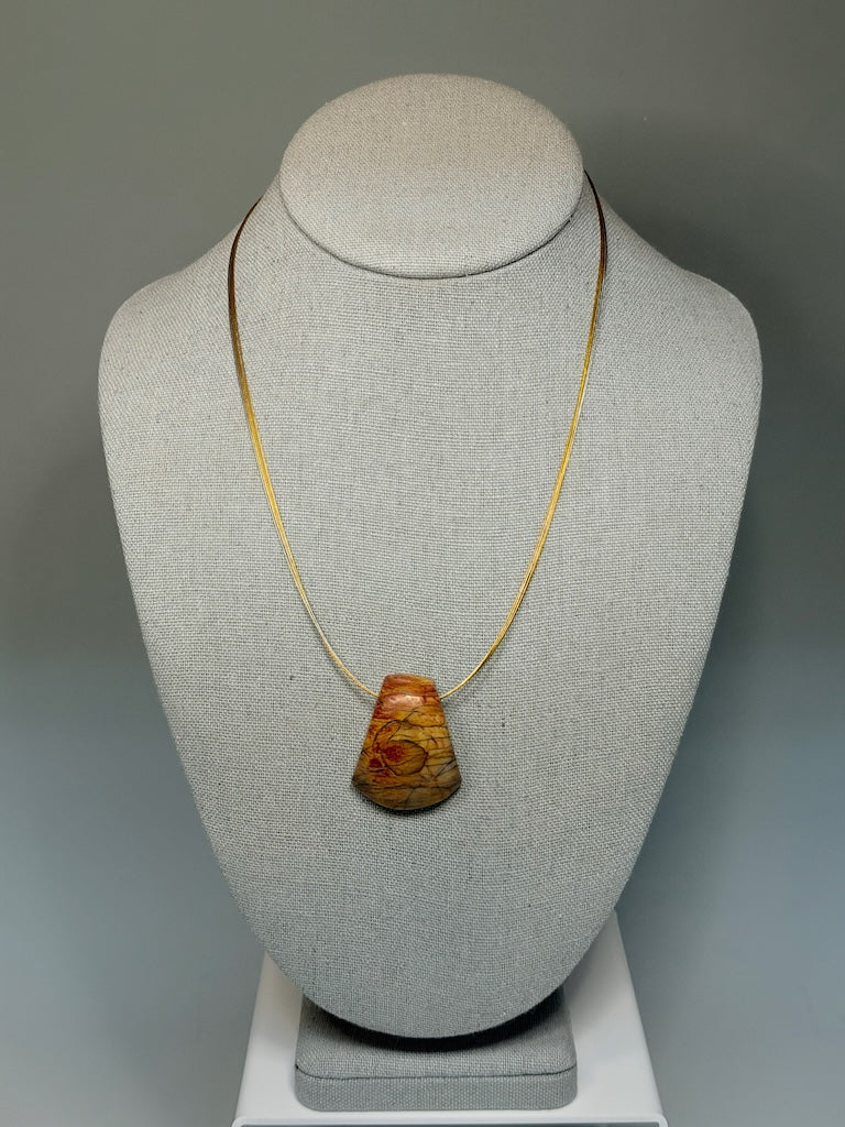 RED CREEK JASPER PENDANT ON STAINLESS AND COPPER NECK WIRE LCN3025