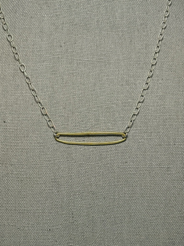 STERLING SILVER AND GOLD-FILLED STERLING SILVER BAR NECKLACE LCN3036