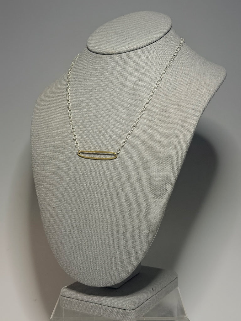 STERLING SILVER AND GOLD-FILLED STERLING SILVER BAR NECKLACE LCN3036