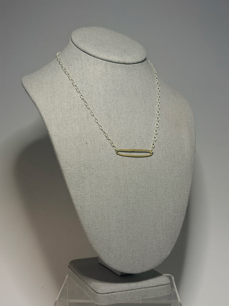 STERLING SILVER AND GOLD-FILLED STERLING SILVER BAR NECKLACE LCN3036