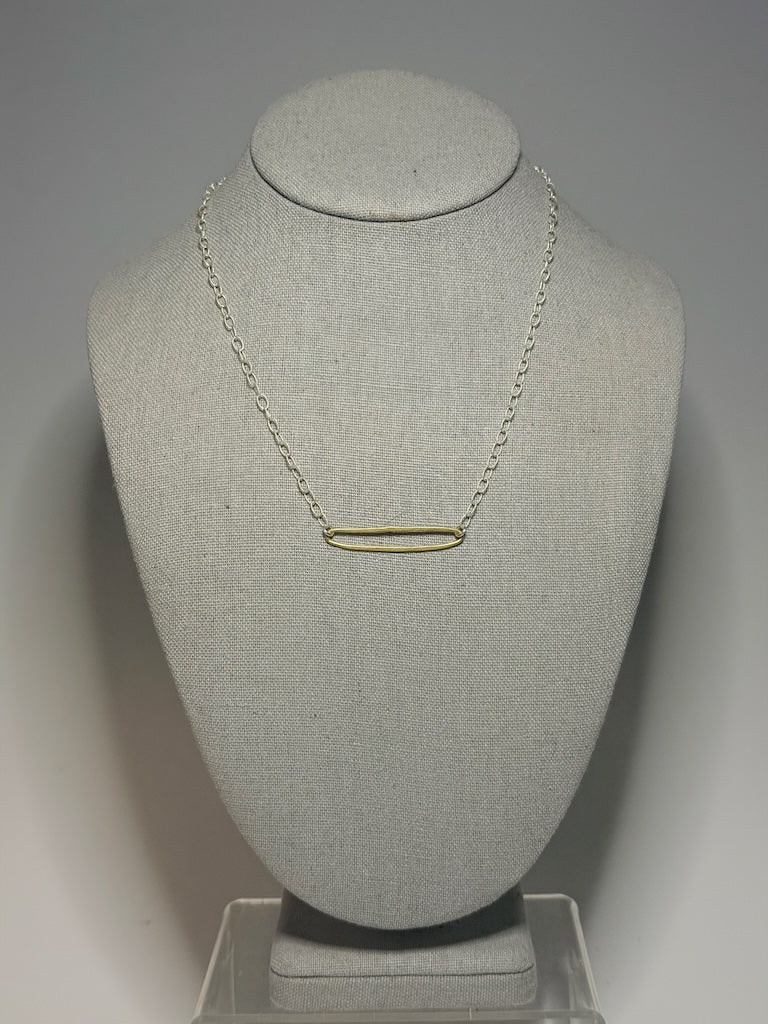 STERLING SILVER AND GOLD-FILLED STERLING SILVER BAR NECKLACE LCN3036