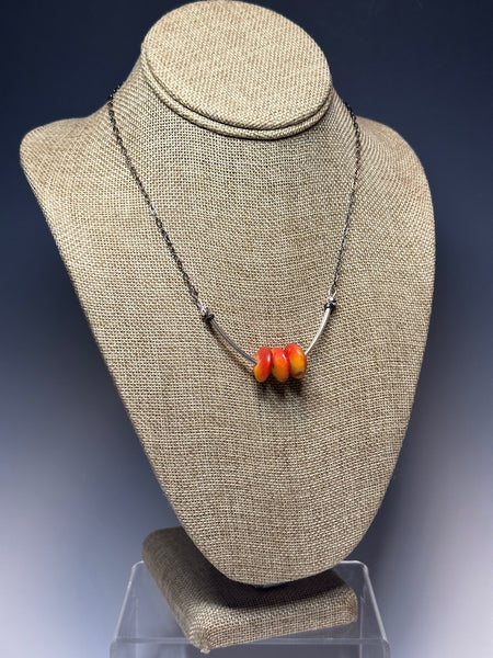 STERLING SILVER AND CORAL NECKLACE LCN491