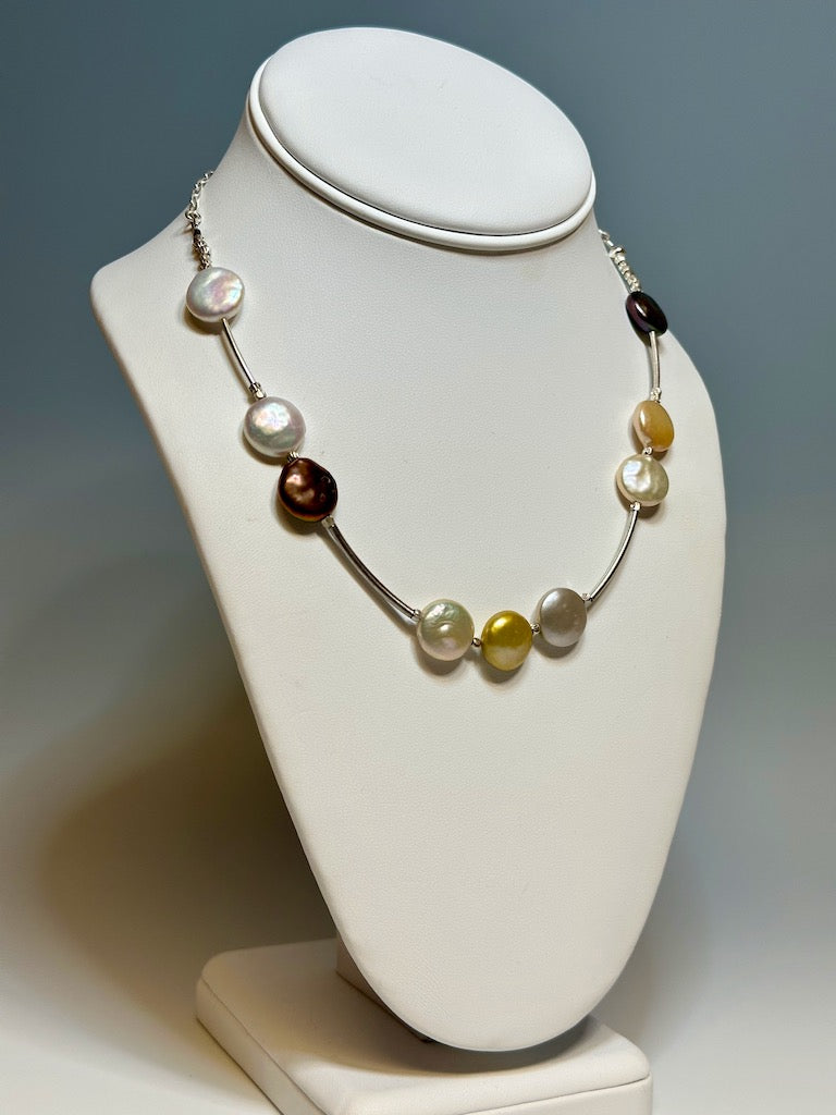 FRESH WATER PEARL AND STERLING SILVER NECKLACE  LCN521