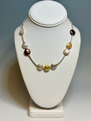 FRESH WATER PEARL AND STERLING SILVER NECKLACE  LCN521