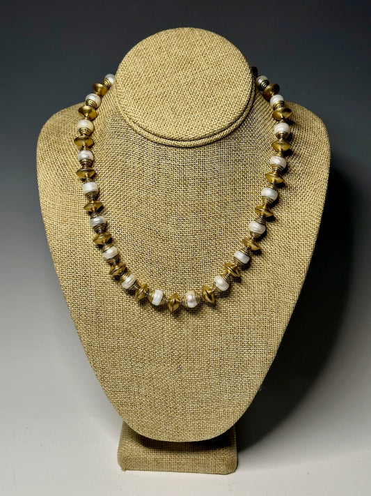 BRASS AND NEPAL FRESH WATER PEARL NECKLACE  LCN524