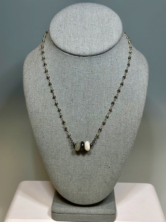 MOONSTONE AND PYRITE CHAIN NECKLACE LCN569