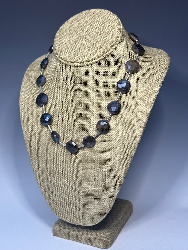 PYRITE AND SILVER STATEMENT NECKLACE  LCN583
