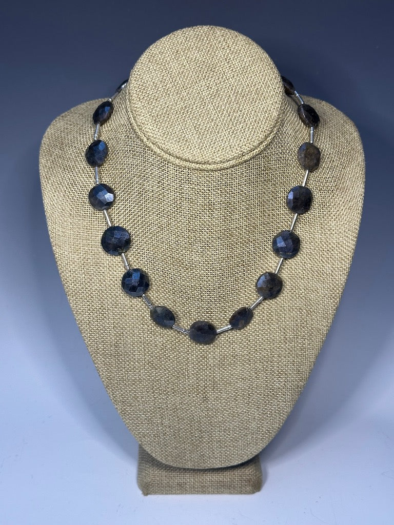 PYRITE AND SILVER STATEMENT NECKLACE  LCN583
