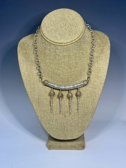 STERLING SILVER HIGH HILL TRIBE STATEMENT NECKLACE LCN651