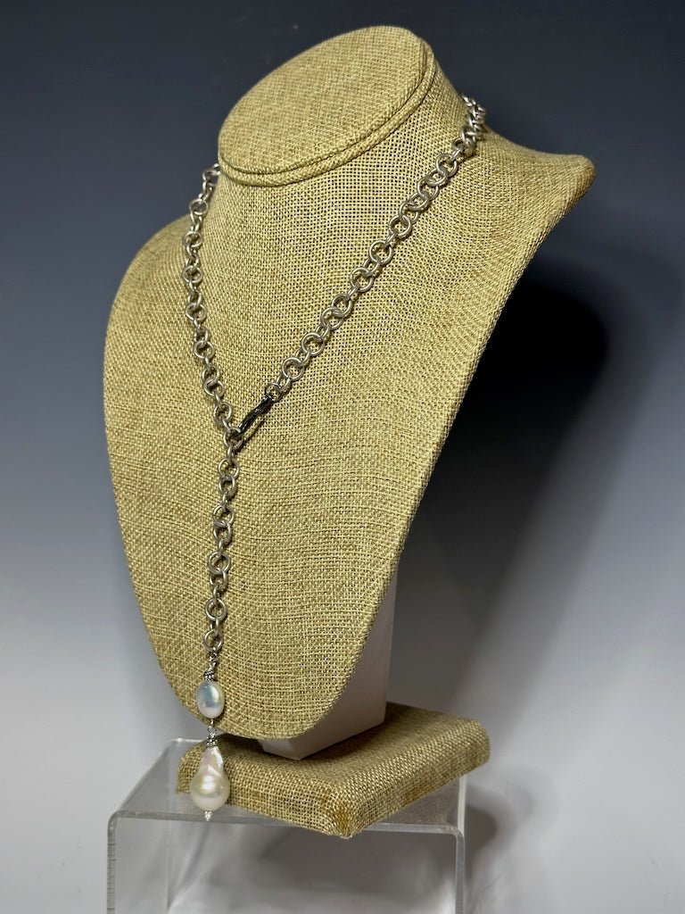 FRESH WATER PEARL ASYMMETRICAL CHAIN NECKLACE LCN732