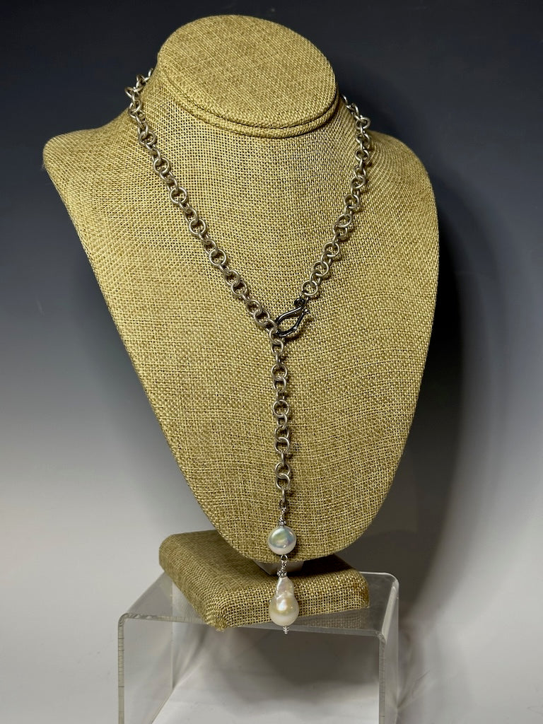 FRESH WATER PEARL ASYMMETRICAL CHAIN NECKLACE LCN732