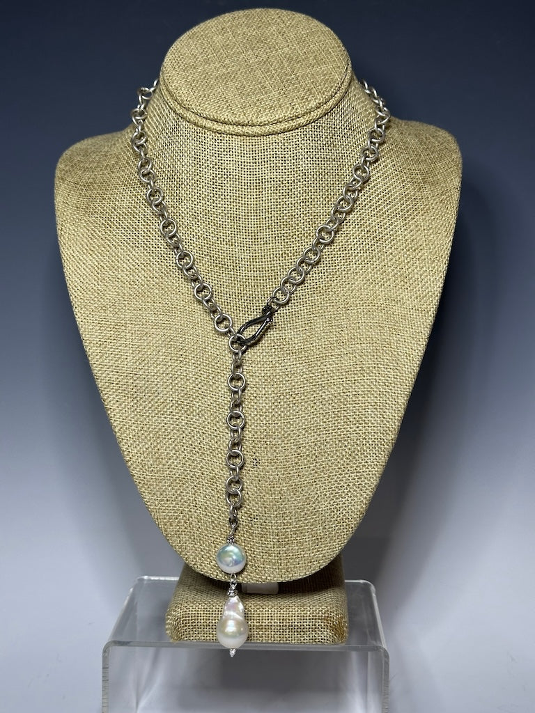 FRESH WATER PEARL ASYMMETRICAL CHAIN NECKLACE LCN732