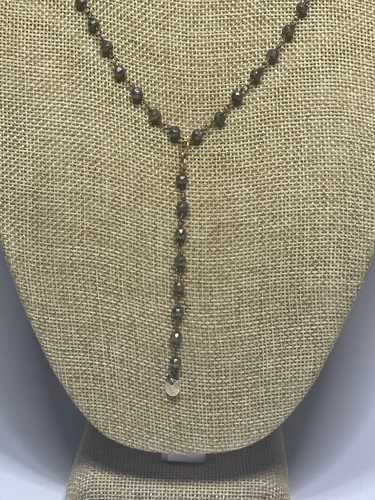 PYRITE AND GOLD CHAIN NECKLACE LCN757