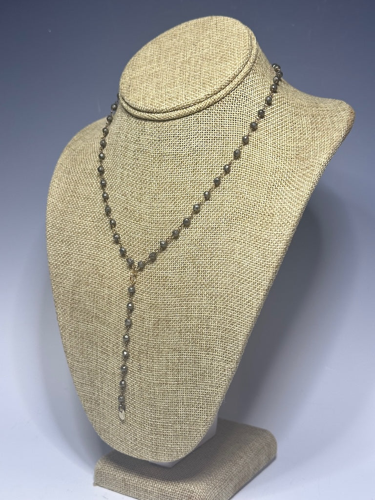 PYRITE AND GOLD CHAIN NECKLACE LCN757