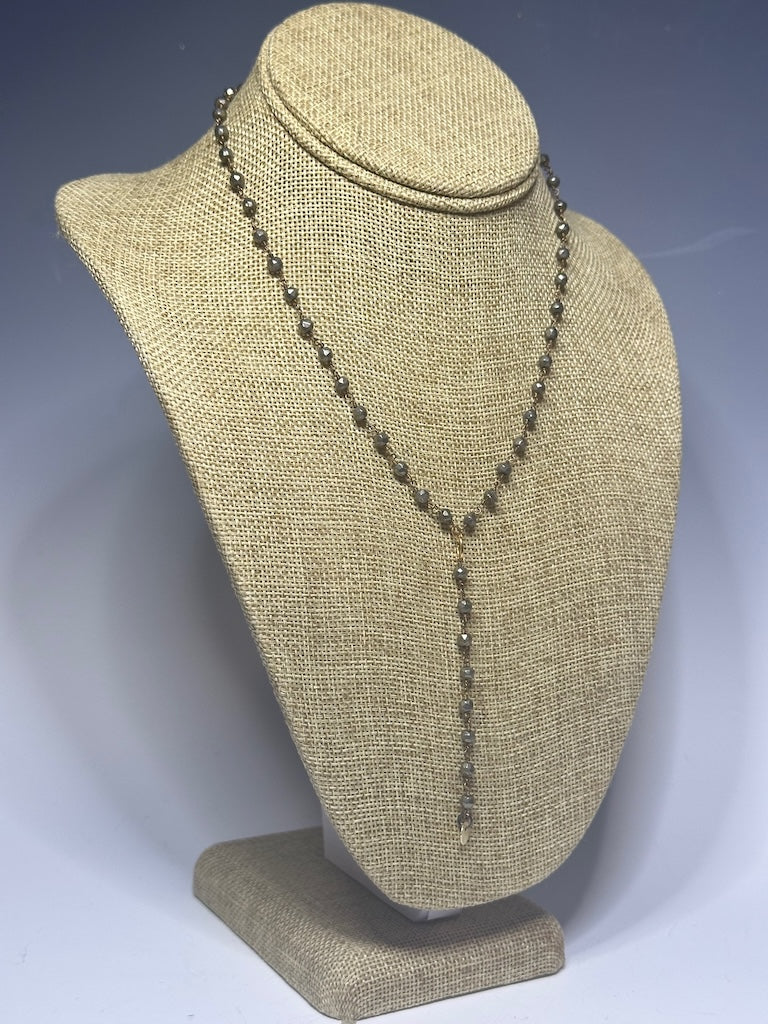 PYRITE AND GOLD CHAIN NECKLACE LCN757