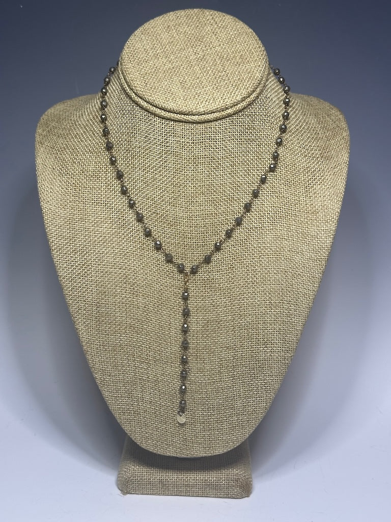 PYRITE AND GOLD CHAIN NECKLACE LCN757