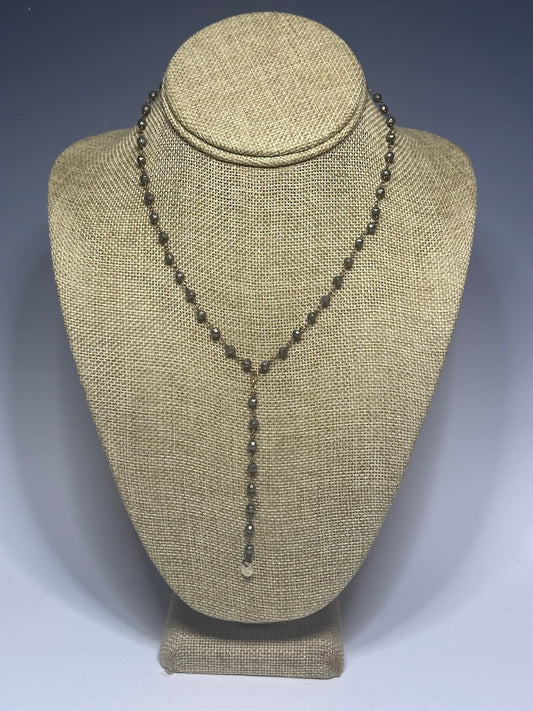 PYRITE AND GOLD CHAIN NECKLACE LCN757