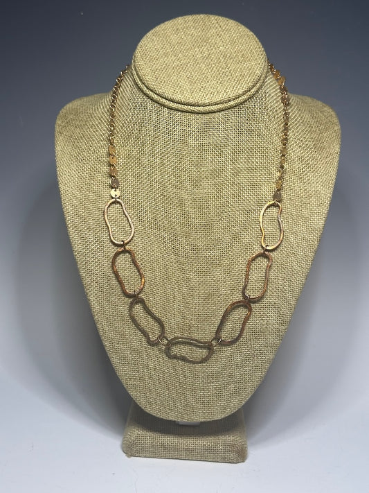 TORCHED COPPER ABSTRACT LINK NECKLACE WITH COPPER CHAIN LCN759