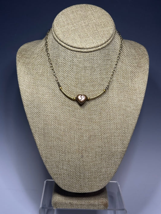 COPPER HEART AND BRASS NECKLACE LCN900