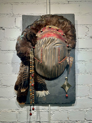 "THE HEALER" - MIcaceous Clay and Mixed Media Wall Sculpture