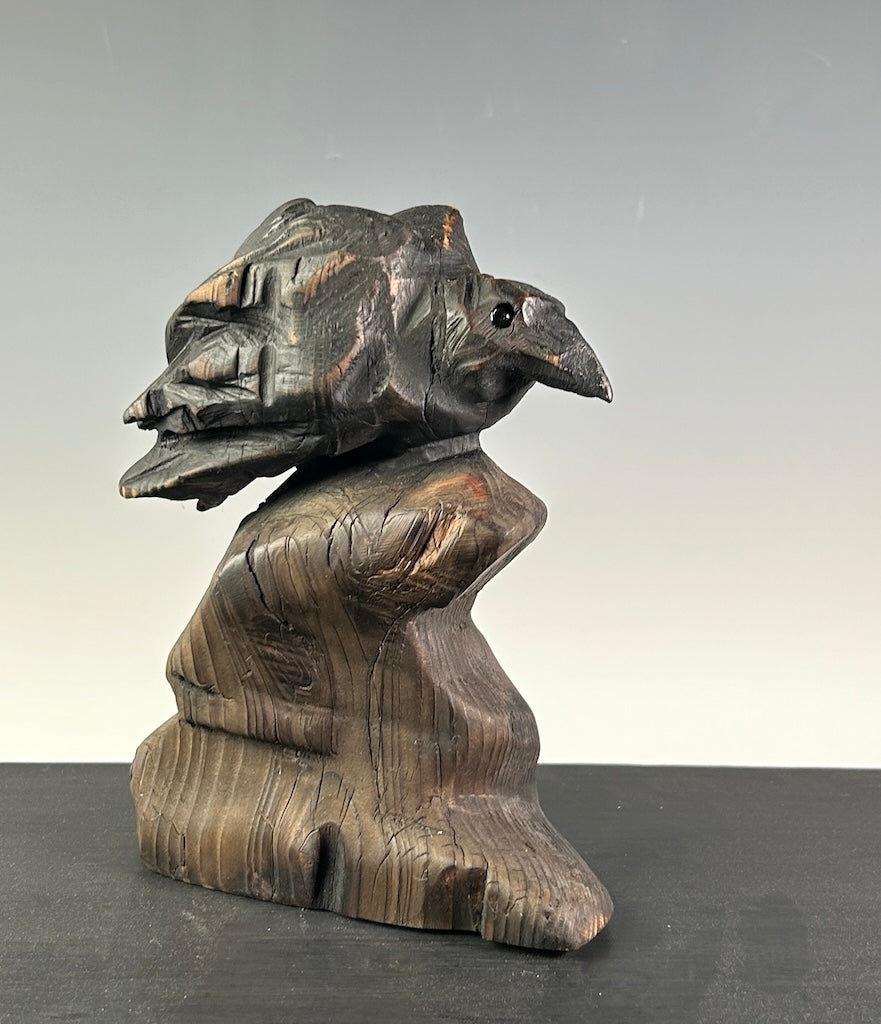 "LITTLE RAVEN III" HEMLOCK WOOD SCULPTURE