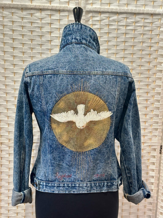 "RAPHAEL HOLY SPIRIT 1506" HAND PAINTED JEAN JACKET LM24