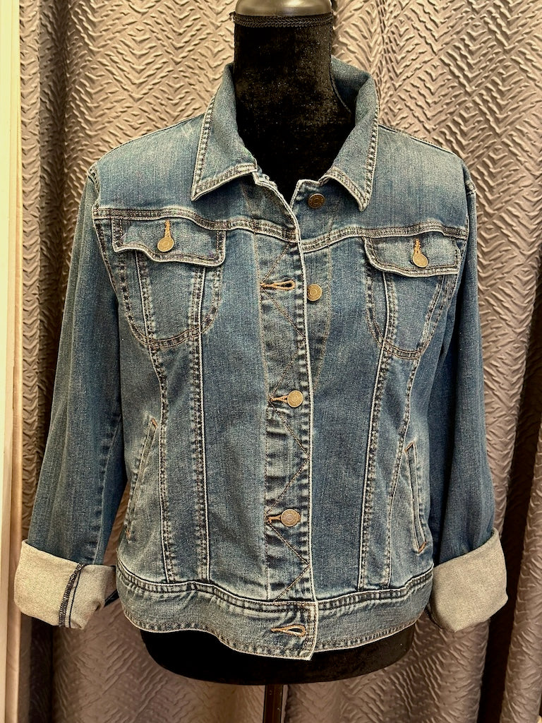 "VERMEER - GIRL WITH A PEARL EARRING 1604" HAND PAINTED JEAN JACKET WITH HANDMADE QUILT LINING LM28