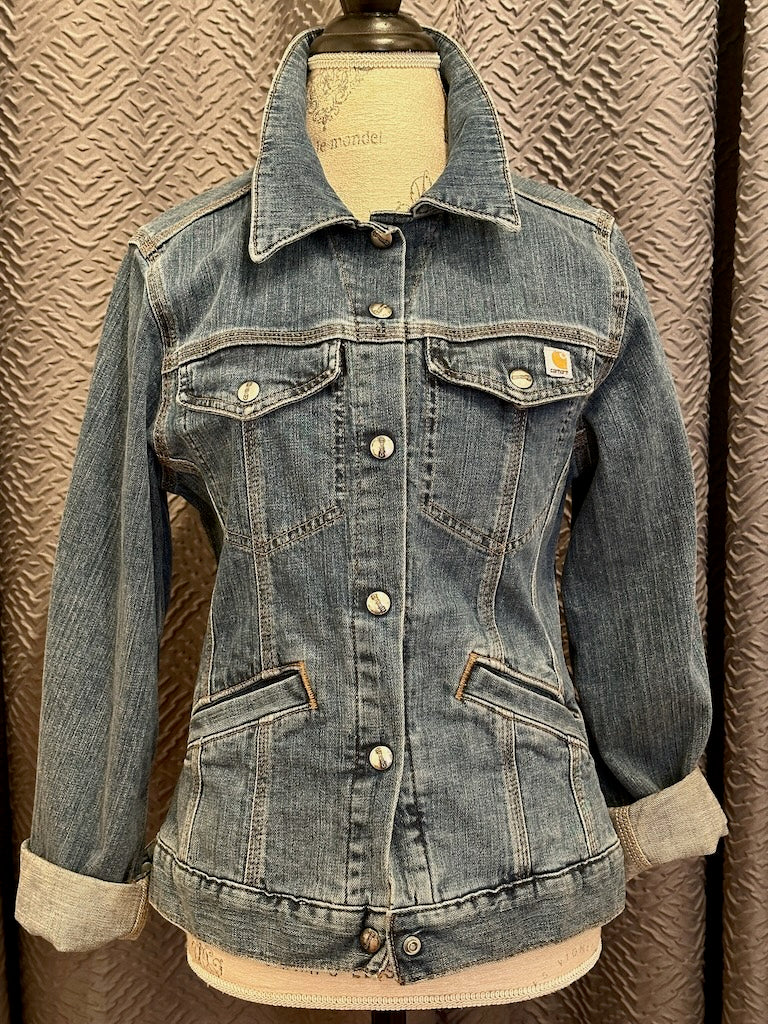 "END OF THE ROAD" HAND PAINTED JEAN JACKET WITH HANDMADE QUILT LINING LM30