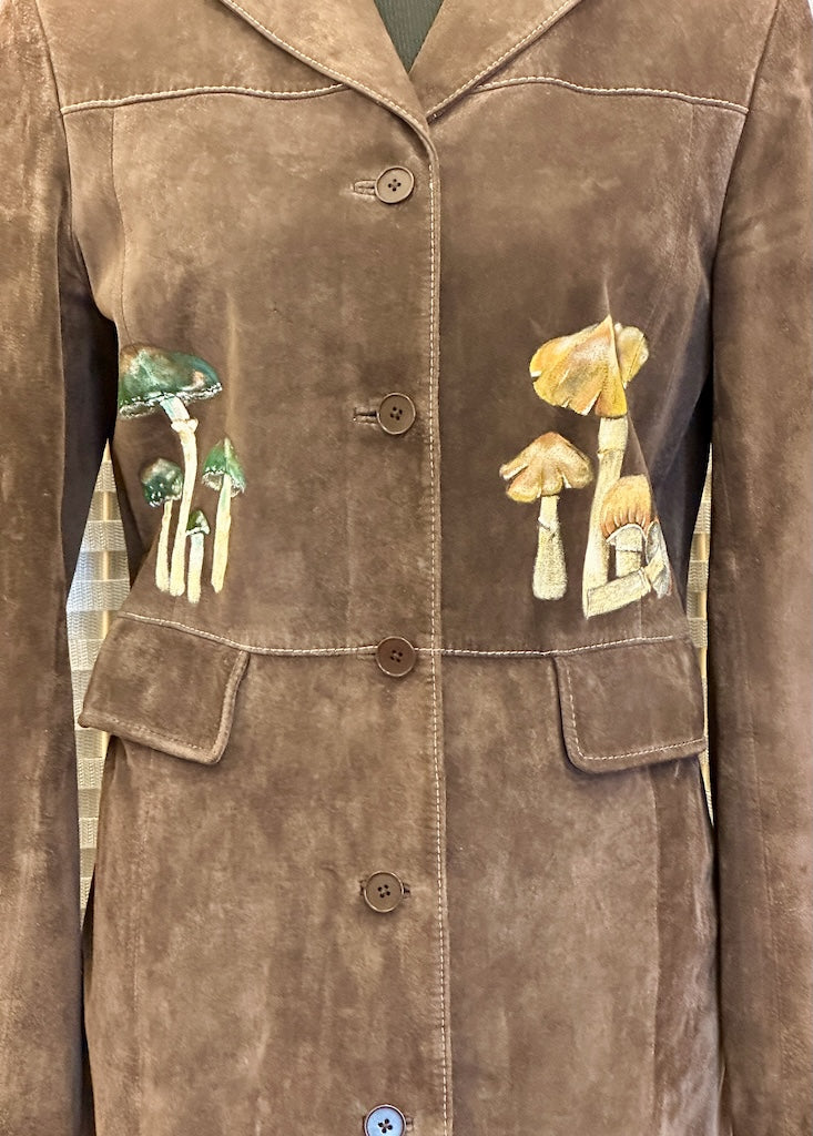 "MUSHROOM SEASON" HAND PAINTED SUEDE COAT LM34