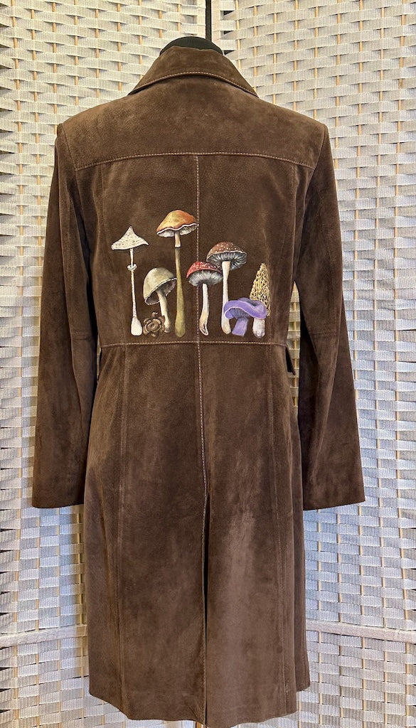 "MUSHROOM SEASON" HAND PAINTED SUEDE COAT LM34