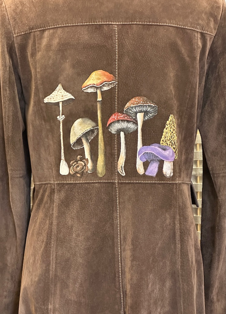 "MUSHROOM SEASON" HAND PAINTED SUEDE COAT LM34